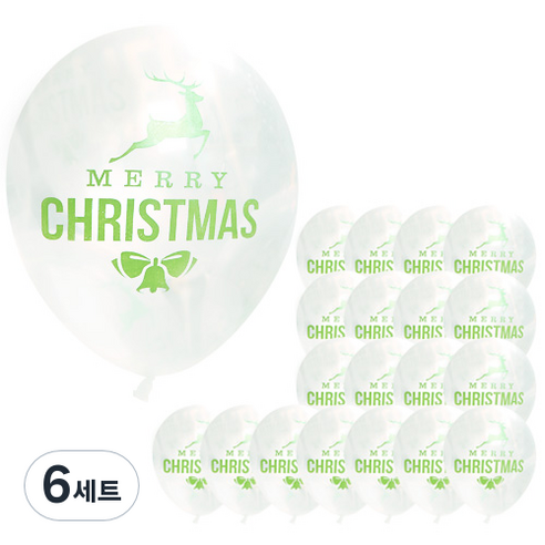 루돌프 크리스마스풍선 30cm x 20p + 손펌프 랜덤발송 + 컬링리본 화이트 소, 투명, 6세트