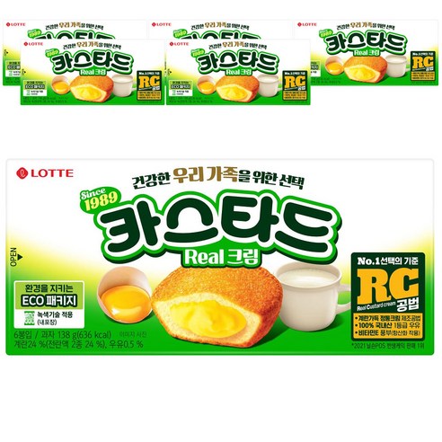 롯데제과 카스타드 리얼 크림, 138g, 6개