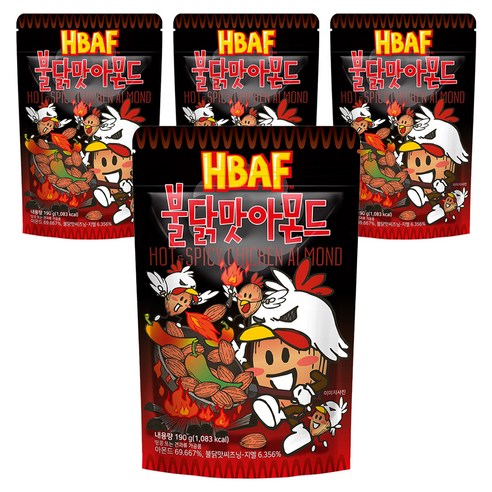 HBAF 불닭맛 아몬드, 190g, 4개