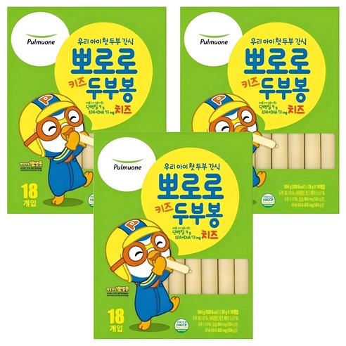 풀무원 뽀로로 키즈 두부봉 치즈, 두부, 3개, 504g