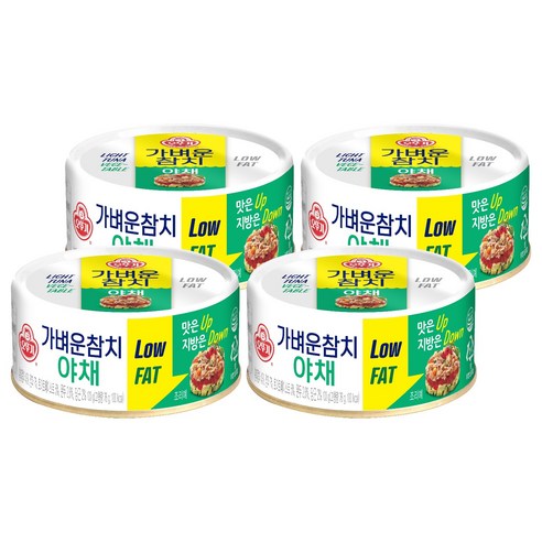 오뚜기 가벼운 참치 야채, 100g, 4개