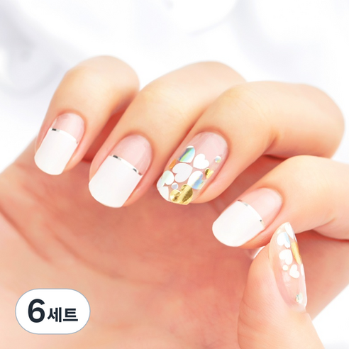 넬로 팔레트 젤 네일 스티커, 클리어하트, 6세트