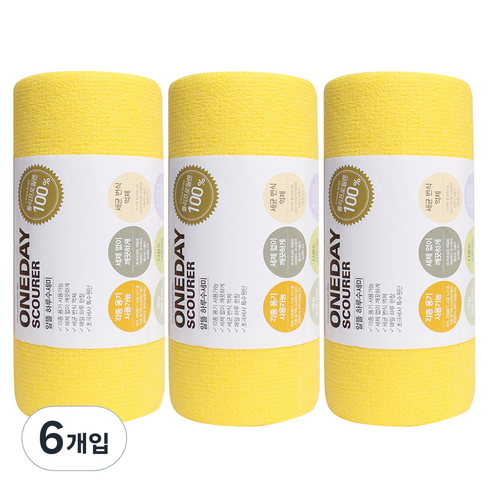 크로바몰 알뜰 하루수세미 60매, 6개입, 옐로우