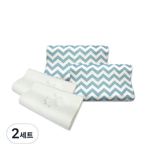 리브맘 고밀도 메모리폼 베개 2p + 커버 2p, 지그재그 블루, 2세트