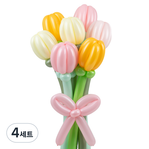 셈퍼텍스 요술풍선 데이지 튤립 꽃다발 만들기 세트, 튤립 4색혼합, 4세트