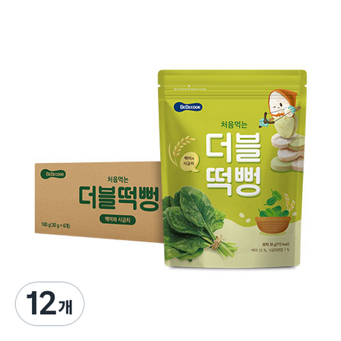 베베쿡 처음먹는 더블떡뻥, 백미 + 시금치 혼합맛, 30g, 12개