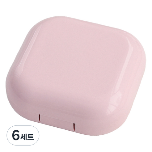 라피던트 파스텔 팩트 거울 케이스 + 렌즈통 + 집게 + 흡착봉 세트, 핑크, 6세트