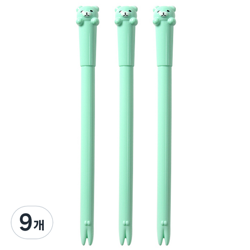 큐티베어 젤펜 0.5mm, 민트, 9개