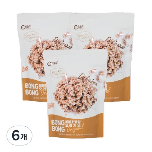 오늘도 유기농 봉봉초코팝 오리지널, 초코 + 현미 혼합맛, 6개, 30g