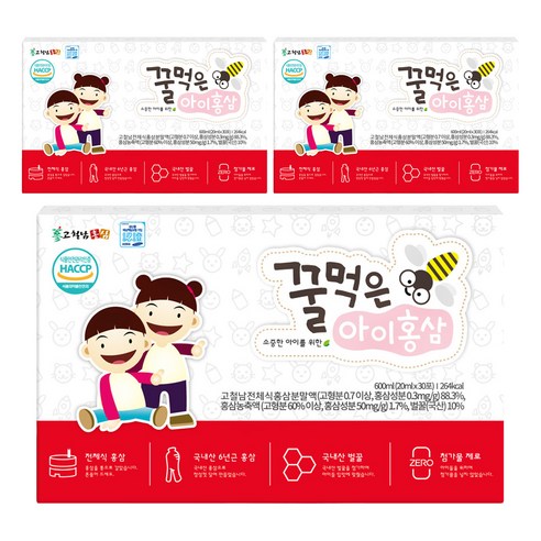 고철남홍삼 꿀먹은 아이홍삼, 30회분, 600ml, 3개