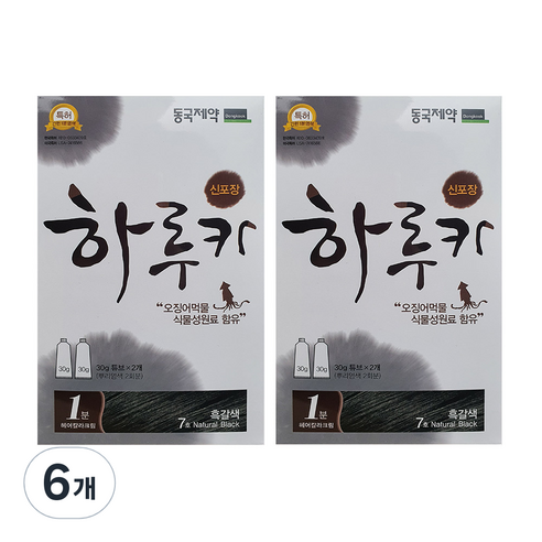 동국제약 하루카 염색약, 7호 흑갈색, 6개