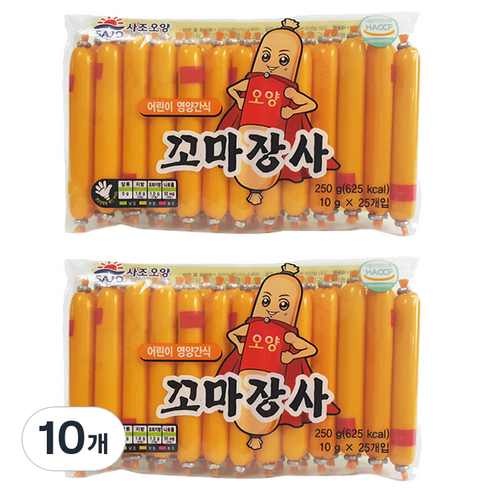 사조오양 꼬마장사 간식 소시지 25개입, 250g, 10개