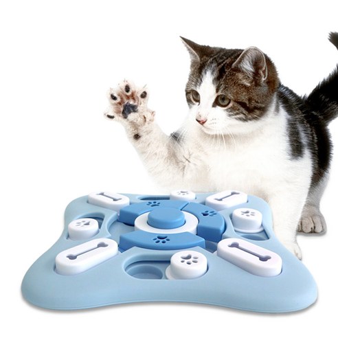 포우타운 강아지 고양이 슬라이드 노즈워크 먹이퍼즐 장난감, LV2 스카이 블럭, 1개