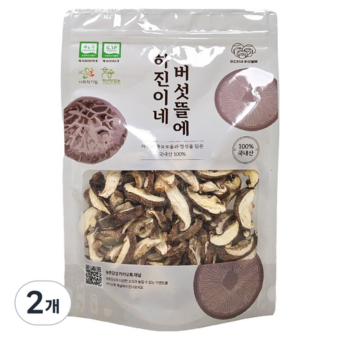 하진이네 버섯뜰에 무농약 건조 표고버섯 슬라이스, 2개, 100g