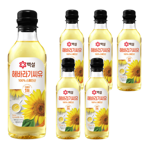 백설 CJ 해바라기씨유, 500ml, 6개