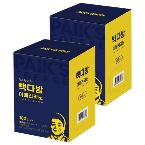 빽다방 아메리카노 스틱커피, 1.6g, 100개입, 2개
