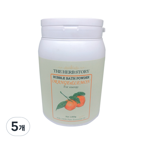 더허브스토리 대용량 버블바스 파우더 오렌지 앤 레몬향, 1kg, 5개