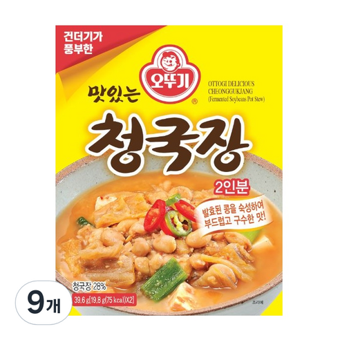 오뚜기 맛있는 청국장, 39.6g, 9개