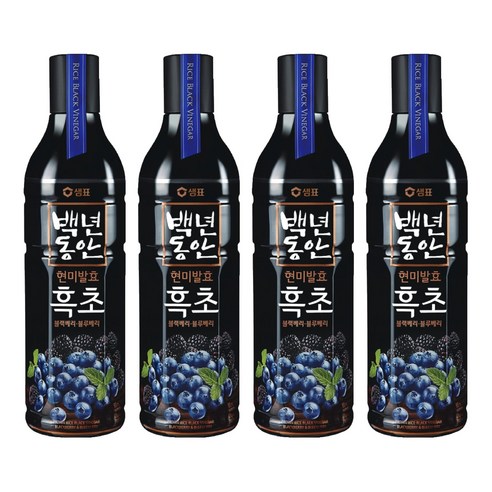 샘표 백년동안 현미발효 흑초 블랙블루베리, 900ml, 4개