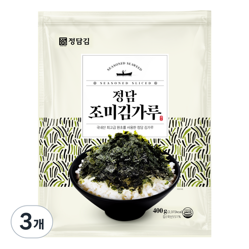 정담김 조미 김가루, 400g, 3개