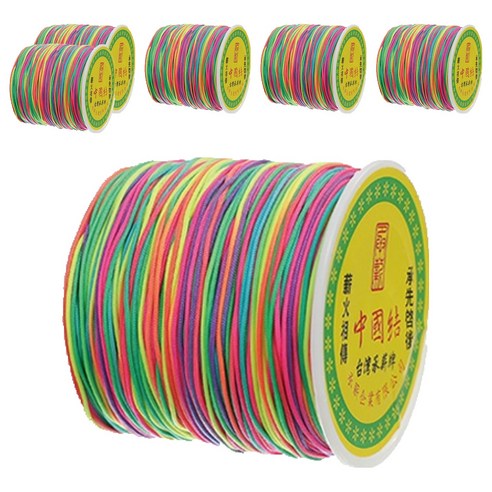 나일론 매듭실 실팔찌 만들기 0.8mm, Rainbow, 6개