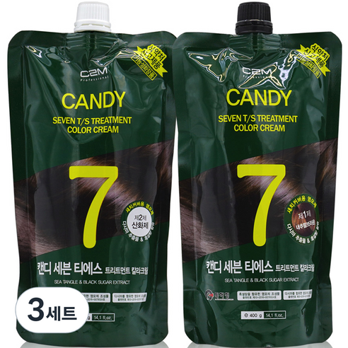 캔디 티에스 7분스피드 새치커버 염모제, 내츄럴브라운, 3세트