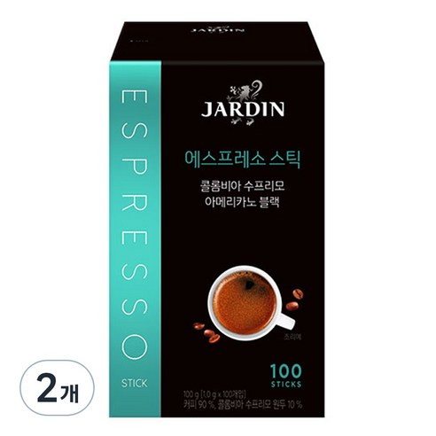 쟈뎅 콜롬비아 수프리모 아메리카노 블랙 에스프레소 스틱, 1g, 100개입, 2개