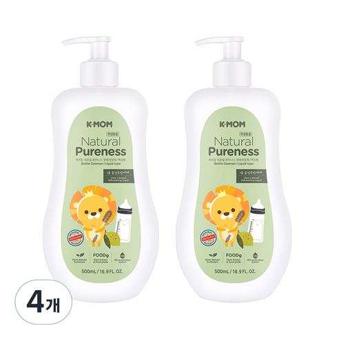 케이맘 퓨어니스 젖병세정제 액상형 용기, 500ml, 4개