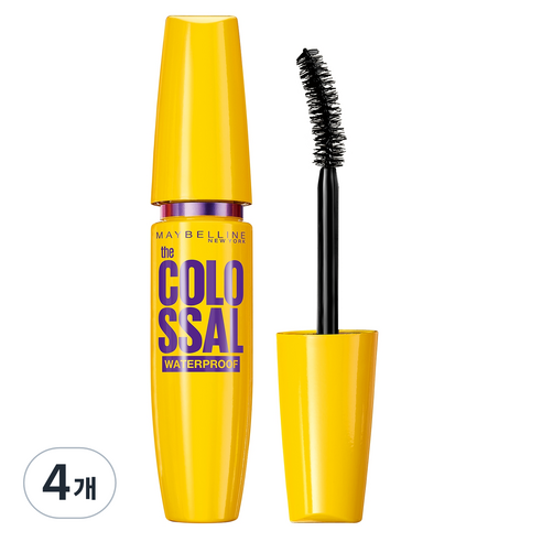메이블린 뉴욕 콜로썰 워터프루프 마스카라 9.2ml, 리얼 블랙, 4개