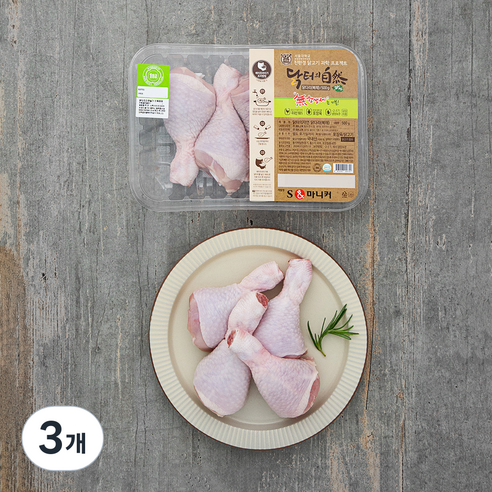 마니커 닭터의자연 무항생제 인증 1등급 닭다리 북채 (냉장), 500g, 3개
