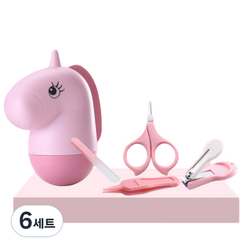 유니콘 동물 캐릭터 손톱깎이 세트, 핑크, 6세트