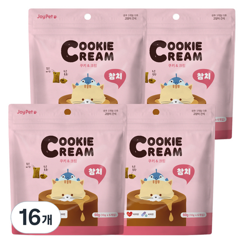 조이펫 쿠키 앤 크림 고양이간식, 참치, 60g, 16개