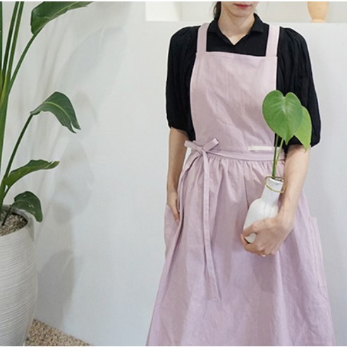 부드러운 설렘을 선사하는, 잇츠온 코튼 파스텔 원피스 앞치마 핑크