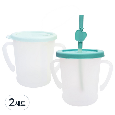 아가프라 유아용 뉴 매직 빨대컵 300ml + 매직 빨대컵 S 300ml 세트, 민트, 2세트