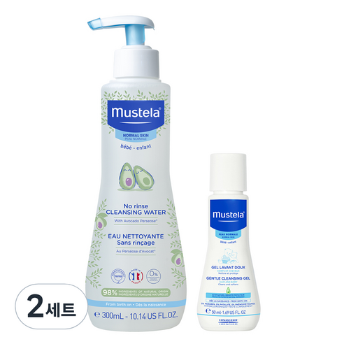 무스텔라 노-린스 클렌징 워터 300ml + 젠틀 클렌징 젤 50ml 세트, 2세트