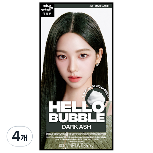 미쟝센 뉴 헬로버블 염모제 100g, 5A 다크애쉬, 4개