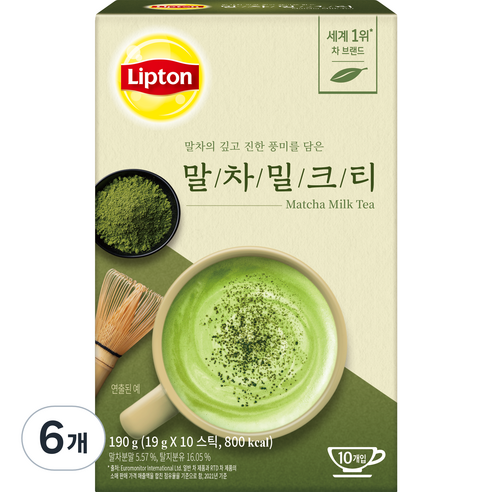 립톤 말차 밀크티, 19g, 10개입, 6개