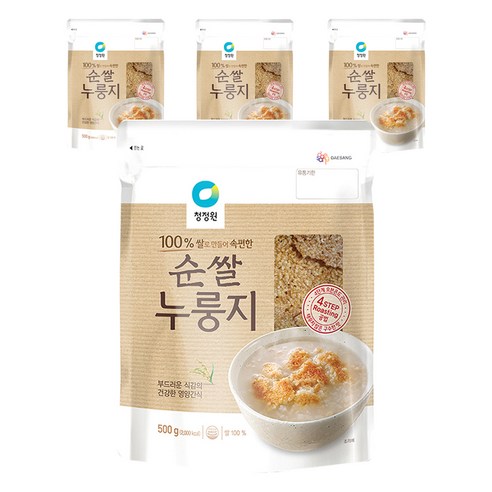 청정원 순쌀 누룽지, 500g, 4개
