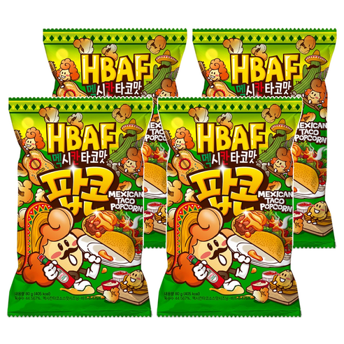 바프 멕시칸타코맛 팝콘, 80g, 4개