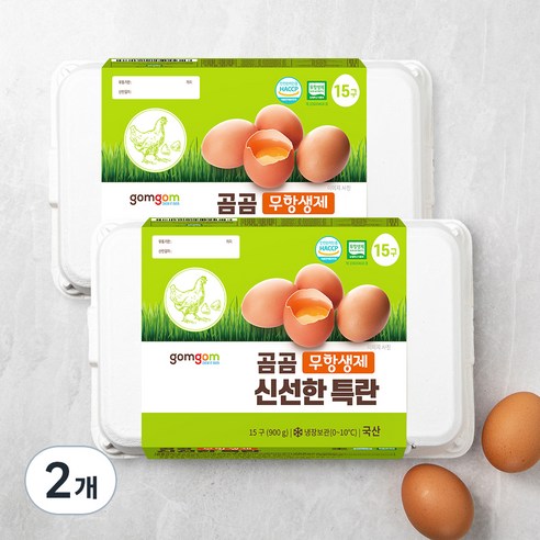 곰곰 무항생제 신선한 특란, 15구, 2개