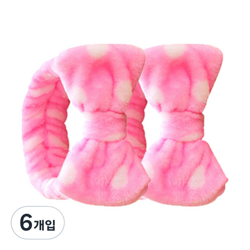 더자카 러블리 패턴 리본 머리띠, Y377LBBI229, 6개입
