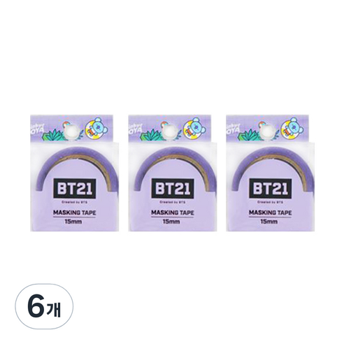 라인프렌즈 BT21 마스킹테이프 15mm, 코야, 6개