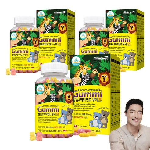 네추럴라이즈 칼슘 앤 비타민D 꾸미 60p, 60정, 2.5g, 3개