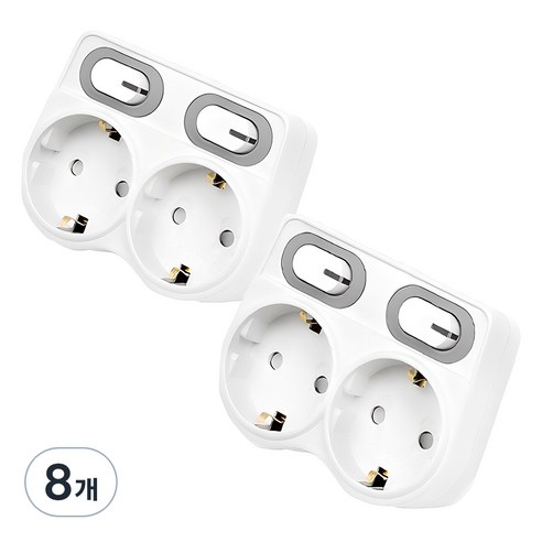 에코파워탭 LED L자 멀티탭 2구 EPM-L402L, 9.1cm, 화이트, 8개