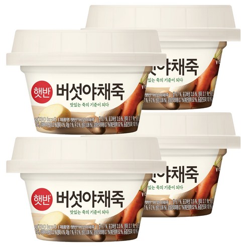 햇반 버섯야채죽, 4개, 268g