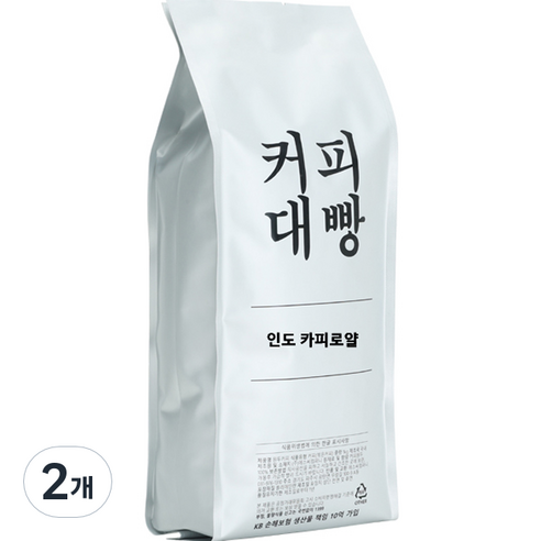 커피대빵 인도 카피로얄 싱글오리진 원두커피, 홀빈(분쇄안함), 1kg, 2개