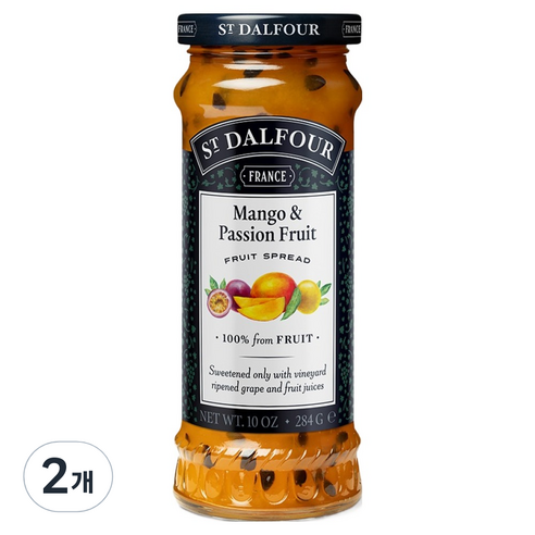 샹달프 망고 패션프루트 잼, 284g, 2개