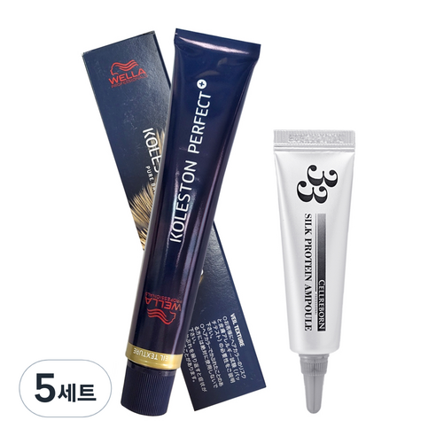 웰라 콜레스톤 퍼펙트 플러스 염모제 80g + 셀리본 33 실크 프로틴 앰플 12ml, 5세트, 10/94