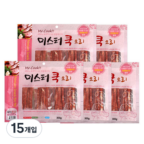 미스터쿡 강아지 슬라이스 간식, 오리, 300g, 15개