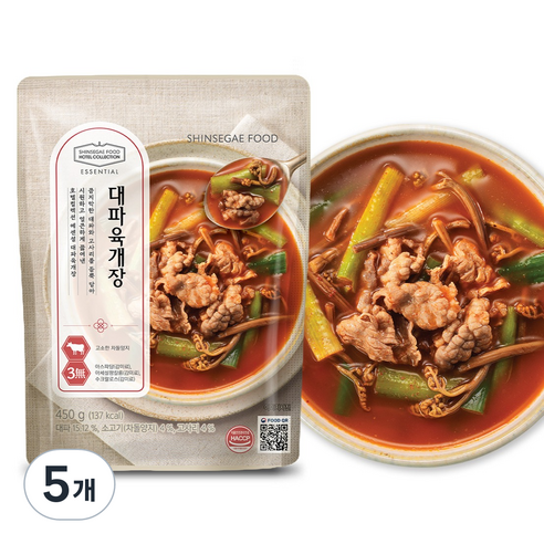 신세계푸드 호텔컬렉션에센셜 대파 육개장, 450g, 5개